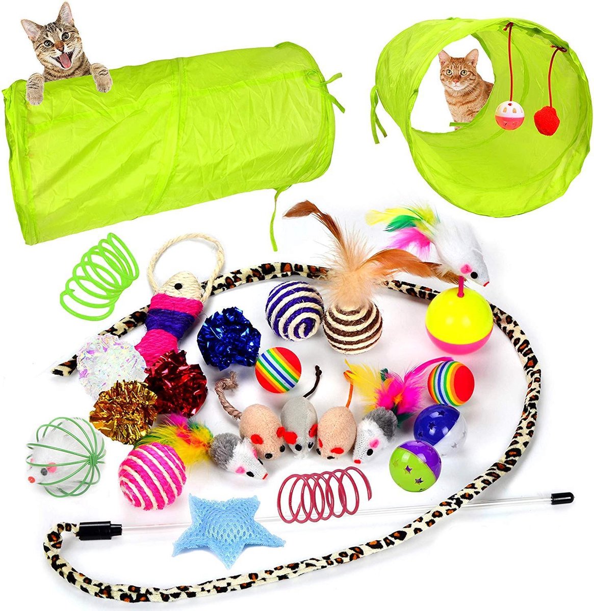 Premium Kattenspeeltjes Kattenspeelgoed Set van 24 Stuks Met GRATIS kattentunnel...