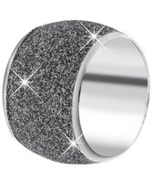 Lucardi Dames Ring met grey mineral powder - Ring - Cadeau - Staal - Zilverkleurig