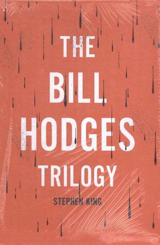 Boekomslag 'The Bill Hodges Trilogy' van Stephen King op oranje achtergrond met zwarte druppels.
