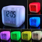 Wekker met verlichting, thermometer en datumaanduiding, digitale alarmklok - reiswekker