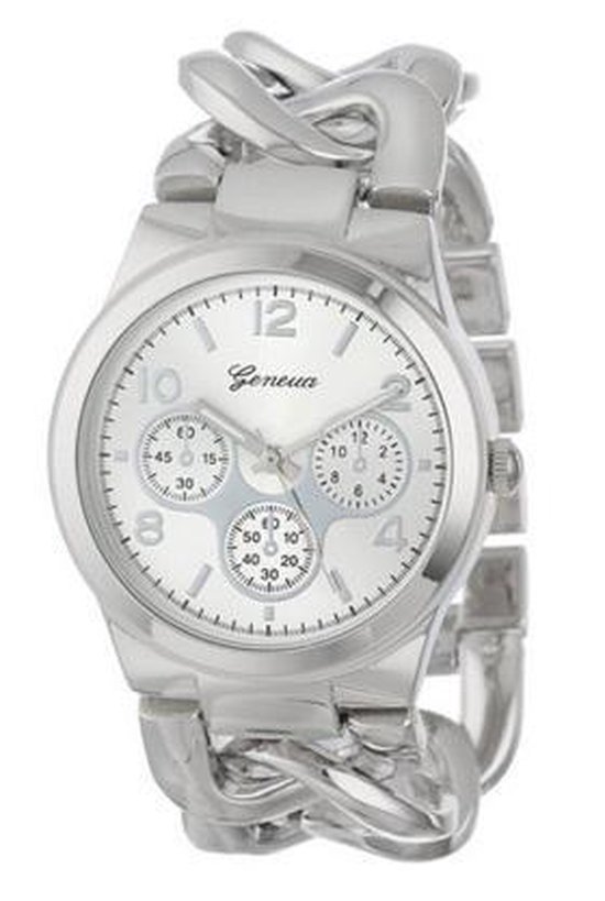 Glans Overweldigen Wijde selectie Geneva horloge zilver met mooie schakel band I-deLuxe verpakking | bol.com