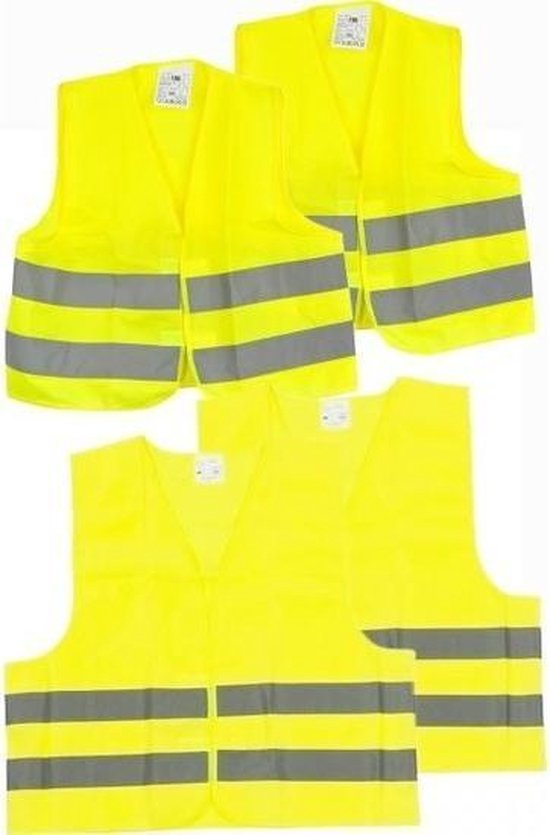 4 Gilets réfléchissants jaune - gilet de sécurité homologué Norme CE