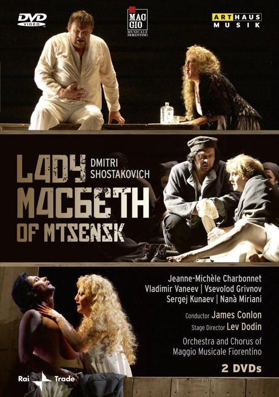 Dvd hoes "Lady Macbeth van Mtsensk", opera in vier akten, gezongen in het Russisch.