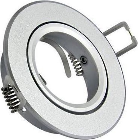 Inbouw spot GU10 - aluminium - rond armatuur - geborsteld - zilver/zilver  95mm | bol.com
