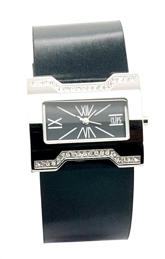 CLIPS DAMES ZW LEDER STAAL