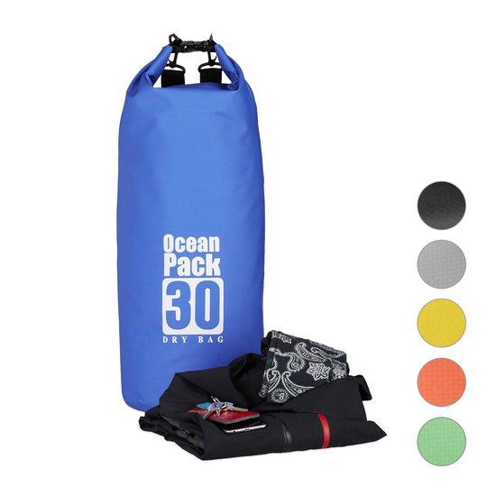 Relaxdays Sac Étanche Ocean Pack 5L – Sac étanche Léger 38 Cm Pour Plage, Randonnée, Kayak, Rafting, Ski – PVC Robuste