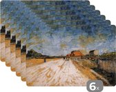Placemat - Placemats kunststof - Weg die langs de wallen van Parijs loopt - Vincent van Gogh - 45x30 cm - 6 stuks - Hittebestendig - Anti-Slip - Onderlegger - Afneembaar