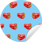 WallCircle - Stickers muraux - Cercle de papier peint - Paprika - Motifs - Blauw - 50x50 cm - Cercle mural - Autocollant - Autocollant de papier peint rond