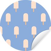 WallCircle - Stickers muraux - Cercle Papier Peint - Crème Glacée - Motifs - Blauw - 50x50 cm - Cercle Mural - Auto Adhésif - Sticker Papier Peint Rond