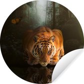 Wallpaper Circle - Animaux - Papillon - Tigre - 80x80 cm - Wall Circle - Auto-adhésif - Wallpaper Sticker