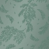 Groen Cadeaupapier met Bladeren Winterleaves- Breedte 50 cm - 200m lang