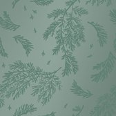 Groen Cadeaupapier met Bladeren Winterleaves- Breedte 60 cm - 200m lang