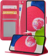 Samsung Galaxy A52s Hoesje Book Case Hoes Portemonnee Cover - Samsung Galaxy A52s Case Hoesje Wallet Case - Donker Roze