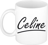 Celine naam cadeau mok / beker sierlijke letters - Cadeau collega/ moederdag/ verjaardag of persoonlijke voornaam mok werknemers