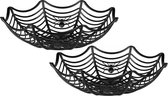 Set van 4x stuks zwarte spinnenweb snoepschaal 27 cm - Halloween decoratie/accessoires/versiering - Spinnen web schaal zwart