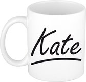 Kate naam cadeau mok / beker sierlijke letters - Cadeau collega/ moederdag/ verjaardag of persoonlijke voornaam mok werknemers