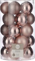 Onbreekbare kunststof kerstballen lichtroze 50x stuks - Roze kerstballen 8 cm - Kerstboomversiering