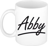 Abby naam cadeau mok / beker sierlijke letters - Cadeau collega/ moederdag/ verjaardag of persoonlijke voornaam mok werknemers