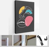 Modern abstract face, leave, hands, shapes. Minimalism concept. Line art drawing style - Modern Art Canvas - Vertical - 1771197014 - 80*60 Vertical
