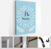 Itsallcanvas - Schilderij - Happy Valentines Day Cards. Handdrawn Romantic Lettering Art Vertical Vertical - Multicolor - 40 X 30 Cm