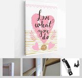 Itsallcanvas - Schilderij - Happy Valentines Day Cards. Handdrawn Romantic Lettering Art Vertical Vertical - Multicolor - 80 X 60 Cm