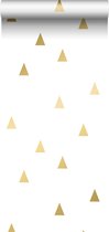ESTAhome behang grafische driehoeken glanzend goud en wit - 138943 - 53 cm x 10,05 m