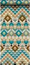 ESTAhome vlies wallpaper XXL Aztec-motief turquoise, beige en zeegroen - 158601 - 46,5 cm x 8,37 m