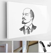 Vladimir Lenin (1870-1924) portrait in line art illustration. He was Russian Communist Revolutionary, politician and political theorist - Modern Art Canvas - Horizontal - 128414568