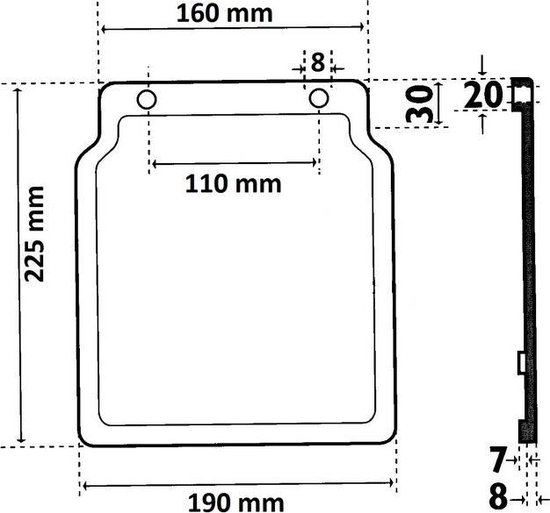 Flexibele spatlap aanhanger kunststof (200x230 mm) - Merkloos