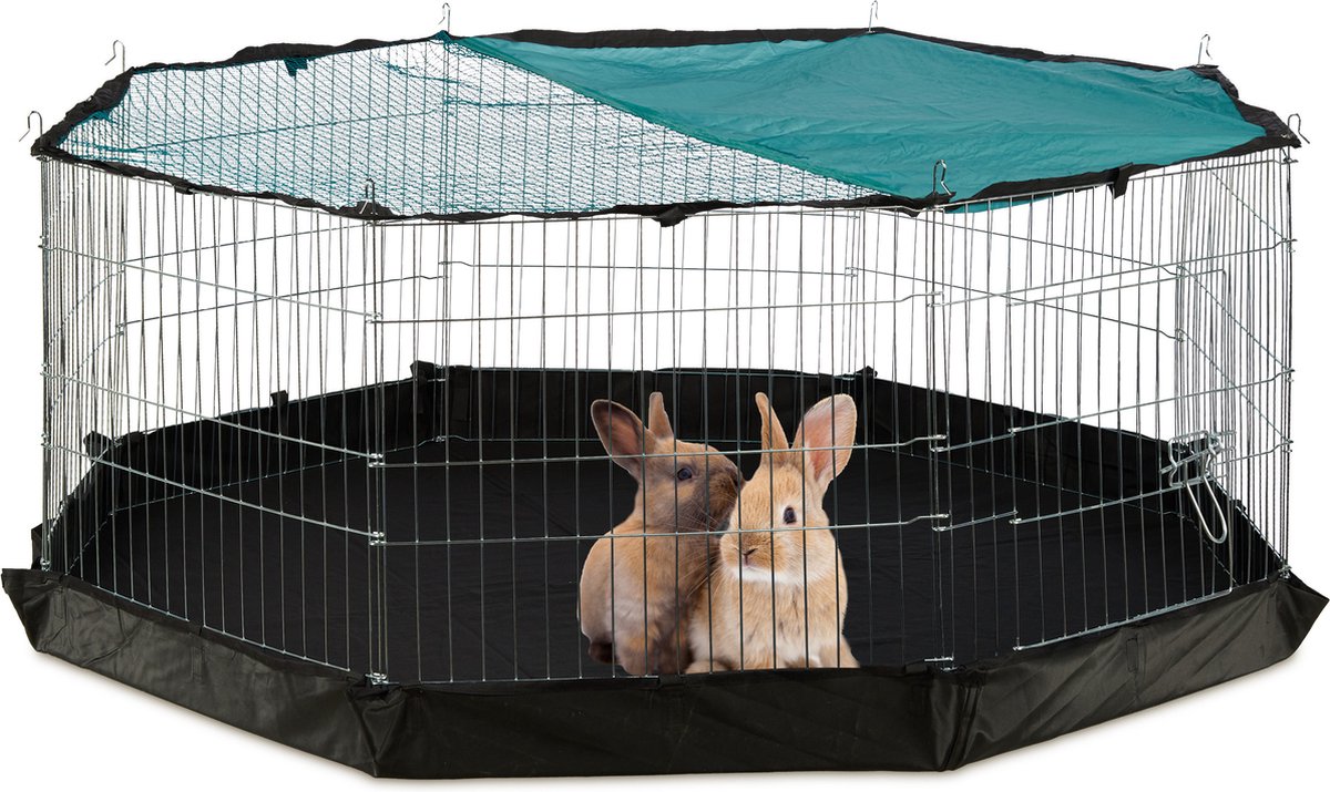 Konijnenren 8 panelen 60x150cm met net en bodem