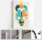 Face portrait abstraction wall art illustration design vector. creative shapes design graphics with textured geometric shapes - Modern Art Canvas - Vertical - 1904375755 - 80*60 Ve