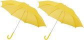 Set van 2x storm paraplus voor kinderen 77 cm doorsnede in het geel - Windproof/stormproof paraplus