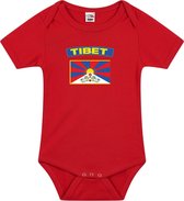 Tibet baby rompertje met vlag rood jongens en meisjes - Kraamcadeau - Babykleding - Tibet landen romper 56 (1-2 maanden)