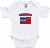 USA baby rompertje met vlag wit jongens en meisjes - Kraamcadeau - Babykleding - Amerika landen romper 68 (4-6 maanden)