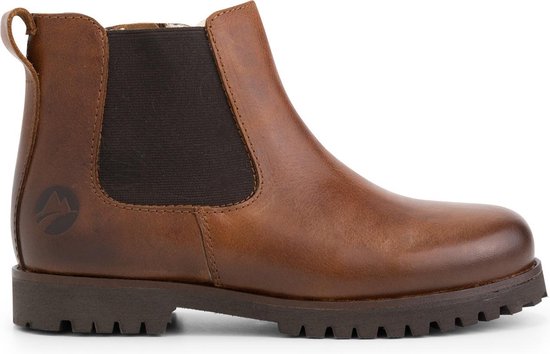 Travelin' Kids Chelsea boots Sel - Wol gevoerde Kinderschoenen met rits - Cognac Bruin Leer  - Maat 29