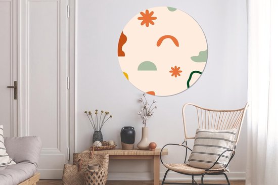 Wandcirkel - Muurcirkel Binnen - Design - Vormen - Kleuren - ⌀ 150 cm - Wanddecoratie - Ronde Schilderijen