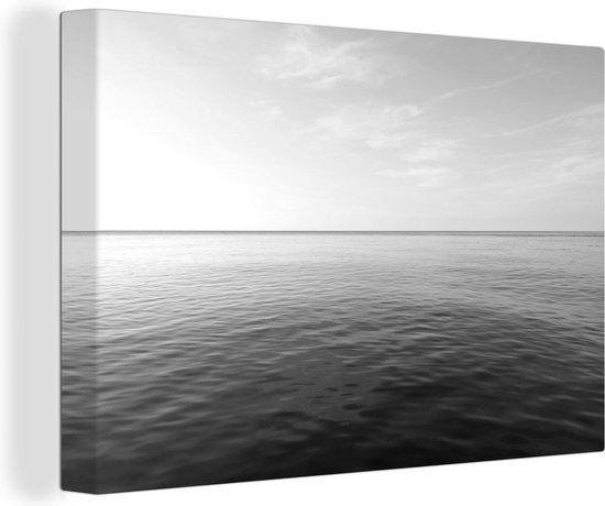 Canvas Schilderij Kalme Oostzee bij Duitsland - zwart wit - 60x40 cm - Wanddecoratie
