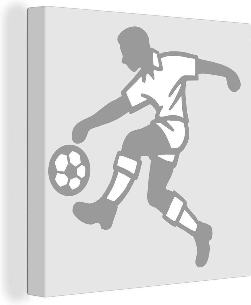 Canvas Schilderij Een illustratie van een persoon die de voetbal aanneemt - Jongens - Meisjes - Kinderen - 90x90 cm - Wanddecoratie