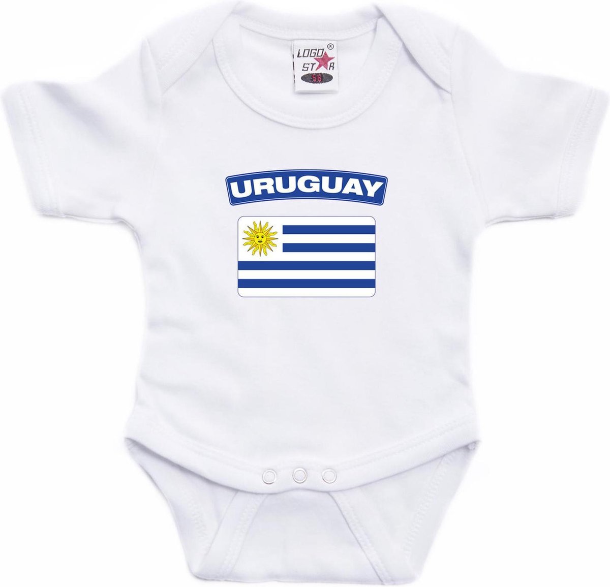 Uruguay baby rompertje met vlag wit jongens en meisjes - Kraamcadeau - Babykleding - Uruguay landen romper 68