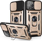 Hoesje geschikt voor iPhone 11 Pro Max - Backcover - Rugged Armor - Camerabescherming - Extra valbescherming - TPU - Goud