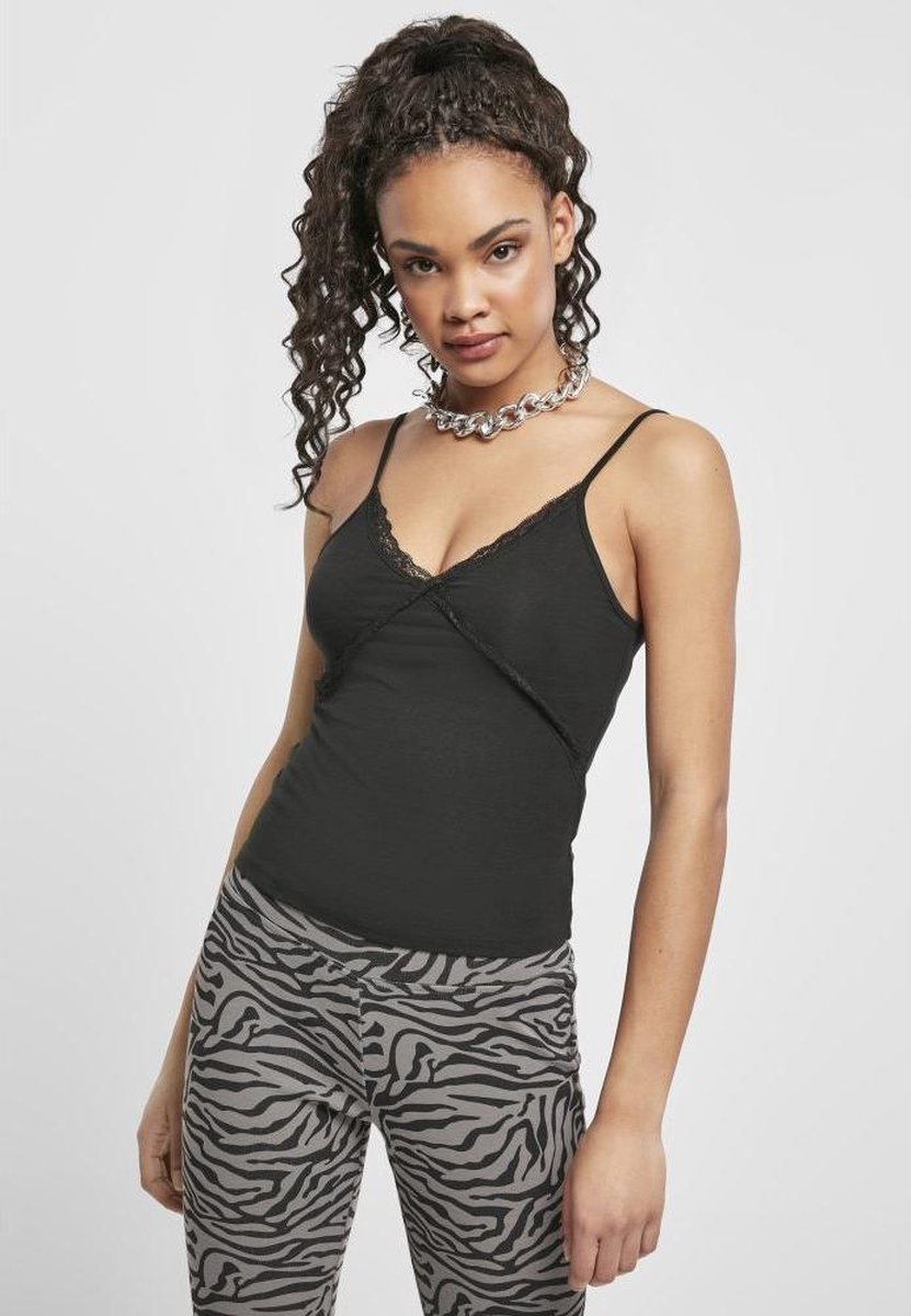 Urban Classics Lace 90’s Mouwloze top 3XL Zwart