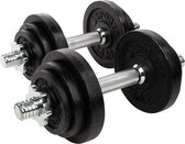 RS Sports Dumbellset - Halterset met gewichten - Totaal 20 kg - 2 stangen - zwart