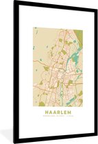 Fotolijst incl. Poster - Stadskaart - Haarlem - Vintage - 60x90 cm - Posterlijst - Plattegrond