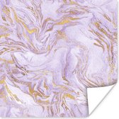 Poster Marmer - Lila - Goud - 75x75 cm
