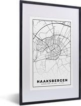 Fotolijst incl. Poster - Kaart - Haaksbergen - Zwart - Wit - 40x60 cm - Posterlijst