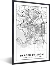 Fotolijst incl. Poster - Kaart - Bergen op Zoom - Zwart - Wit - 40x60 cm - Posterlijst