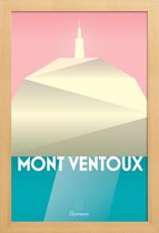 JUNIQE - Poster in houten lijst Mont Ventoux II -20x30 /Turkoois & Wit