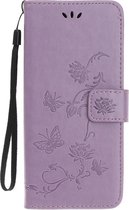 Bloemen Book Case - iPhone 13 Mini Hoesje - Paars