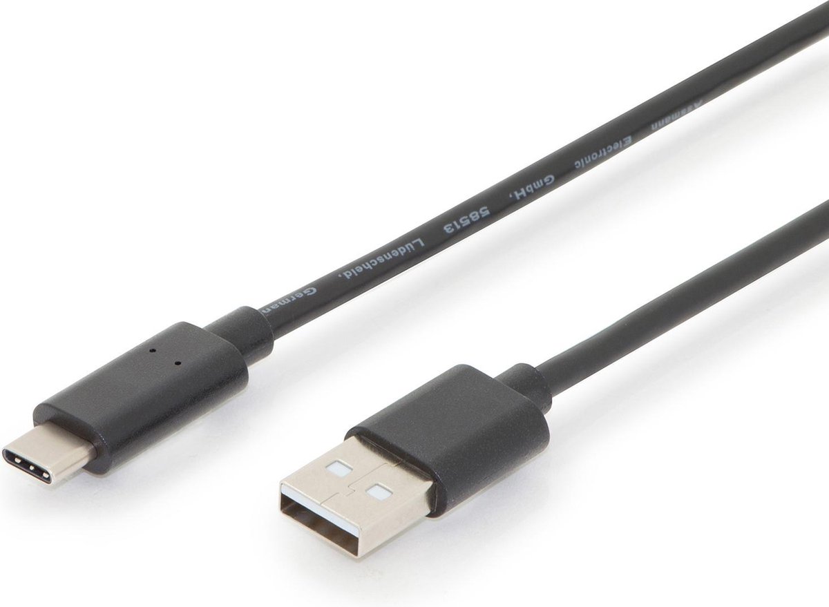Digitus AK-300148-030-S USB-kabel 3 m USB 2.0 USB C USB A Zwart