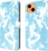 Cloud Fog Pattern Horizontal Flip Leather Case met houder & kaartsleuf & portemonnee voor iPhone 13 mini (hemelsblauw)